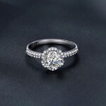 Stříbrný prsten Viviane 1 ct MOISSANITE + CERTIFIKÁT, 57 certifikát GRA, hadřík na čištění stříbra, dárková krabička