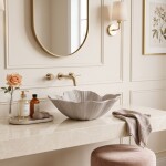 REA - Umyvadlo na desku Flower Beige REA-U7888