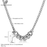Ocelový náhrdelník Sebastian - chirurgická ocel, kříž, Stříbrná 46 cm + 5 cm (prodloužení)