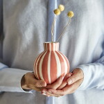 Bloomingville Keramická vázička Fian Vase Orange 11 cm, oranžová barva, keramika