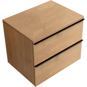 CERANO - Koupelnová skříňka Velora - dub medový, úchytka černá + deska pod umyvadlo Navira Pro - 36 mm - 70x56,6x46,5 CER-668666