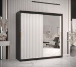 Šatní skříň Abi Riflo Wave 2 Barva korpusu: Černá, Rozměry: 120 cm, Dveře: Černá se zrcadlem