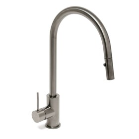 Dřezová baterie SAT Aurum s vytahovací sprškou, 2 proudy broušený gun metal SATBAUR286BGM SATBAUR286BGM