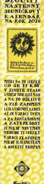 Dlouhý nástěnný sluníčkový kalendář na rok 2026