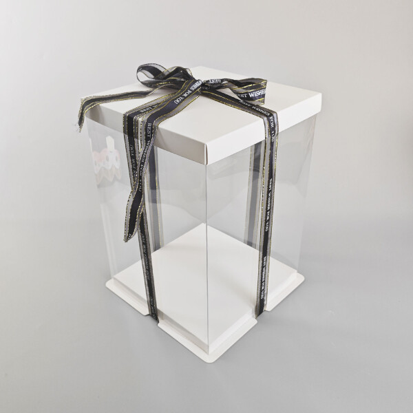 Cake star dortový box bílý hranatý 26x26x31cm - bez stuhy