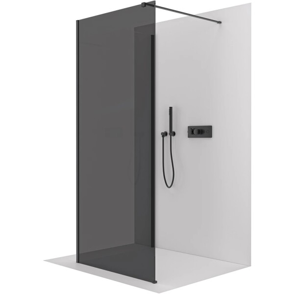 CERANO Sprchová zástěna Walk-in Onyx Corner Cube L/P - 8 mm - hranatá vzpěra - černá matná, grafitové sklo - 150x30x200 cm