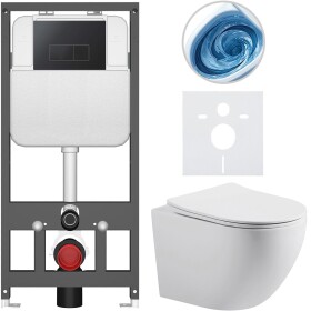 CERANO - Kompletní WC set Basic/Cesso - bílá matná - WC tlačítko Modulo/Černá - závěsné - předstěnová instalace - 49x36 CER-8050BD86188