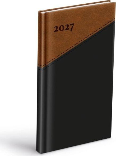 Diář 2027 T806 PU černý/hnědý 90x170mm