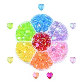 Akrylová srdíčka - mix barev - 8 x 8 x 3 mm - krabička