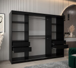 Šatní skříň Abi Miror Barva korpusu: Černá, Rozměry: 150 cm, Dveře: Černá