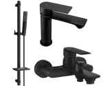 MEXEN - Royo SET umyvadlová + vanová baterie s příslušenstvím DQ72, černá 72203DQ72-70