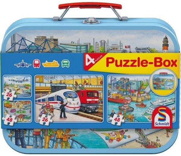 Puzzle Doprava plechovém kufříku