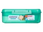 Sistema Lunch Bento Dělený svačinový box s nádobou na jogurt a 2 tácky 1.65 l mátová (8592001419513)