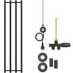 CERANO - Koupelnový radiátorový set Bertini - kombinované vytápění, wifi tyč - boční jednobodové připojení - 300W - černá matná - 1400x351 mm CER-341554