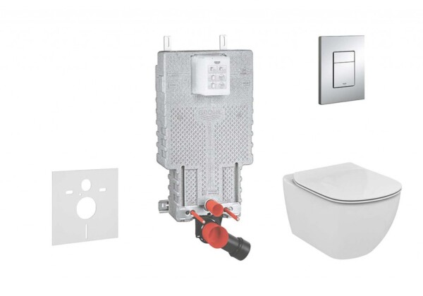 GROHE - Uniset Set předstěnové instalace, klozetu a sedátka Ideal Standard, tlačítka Skate Cosmo, Aquablade, SoftClose, chrom 38643SET-KU