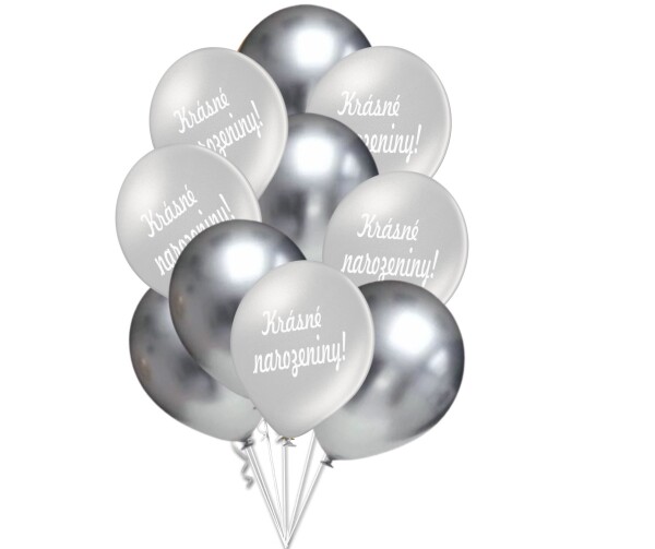 Krásné narozeniny balónky stříbrné 10 ks 30 cm mix balonky.cz Krásné narozeniny balónky stříbrné 10 ks 30 cm mix balonky.cz