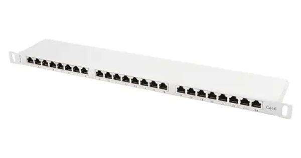 Lanberg šedý / Patch panel / 24 portů / RJ-45 / CAT6 / FTP stíněný / 0,5U / 19" (PPS6-0024-S)
