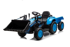 Mamido Dětský elektrický traktor s radlicí a přívěsem modrý