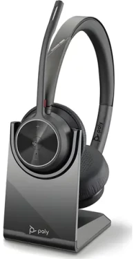 Poly Voyager 4320 UC černá + nabíjecí stojánek / Bezdrátová náhlavní souprava / mikrofon / dvě sluchátka / Bluetooth (218476-02)