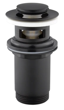 JB Sanitary Umyvadlová výpusť 5/4" s přepadem, malá zátka, ČERNÉ provedení VK10