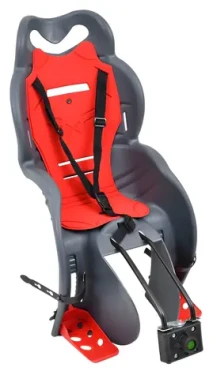 RULYT HAVAJ šedo-červená / Dětská cyklosedačka / na rám / nosnost 22 kg / pro kola 24-28"