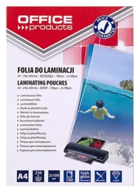 Office Products Laminovací fólie A4 / 2x100 mic / lesklá / 100 ks / transparentní (20325425-90)