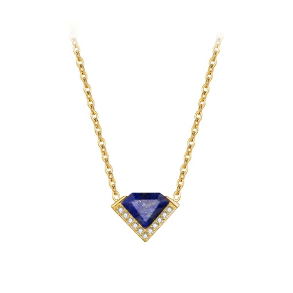 Ocelový náhrdelník Josiane - lapis lazuli, Modrá 39 cm + 7 cm (prodloužení)