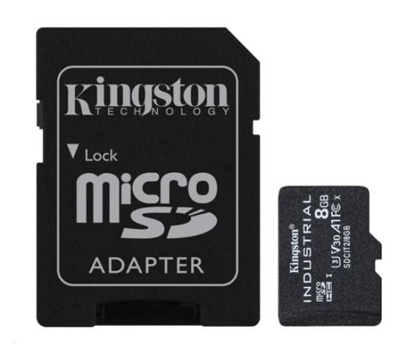 Kingston MicroSDHC karta 8GB Industrial C10 A1 pSLC Card + SD Adapter EDF_443638