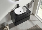 CERANO - Koupelnová skříňka Velora - černá matná, úchytka černá + deska pod umyvadlo Navira Slim - 18 mm - 60x54,8x46,5 CER-664762