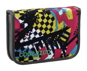 Školní penál jednopatrový prázdný CoocaZoo PenSam - Checkered Bolts