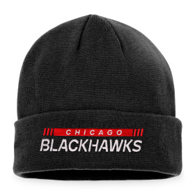 Fanatics Pánská Zimní Čepice Chicago Blackhawks Authentic Pro Game & Train Cuffed Knit Black