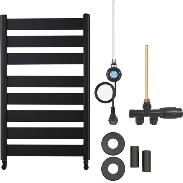 CERANO - Koupelnový radiátorový set Marco - kombinované vytápění, wifi tyč - boční jednobodové připojení - 600W - černá matná - 920x550 mm CER-682964