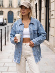 Dámská džínová bunda oversize s odřeninami, světle modrá, FashionStreet TY5686 S/M