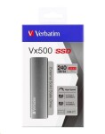 VERBATIM Vx500 Gen 2 240 GB stříbrná / externí SSD / USB 3.1 Gen 2 / R: 500 MBps / W: 430MBps (47442)