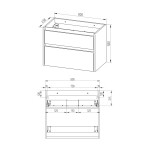 Mereo Opto, koupelnová skříňka s umyvadlem z litého mramoru 81cm, dub Riviera CN921M