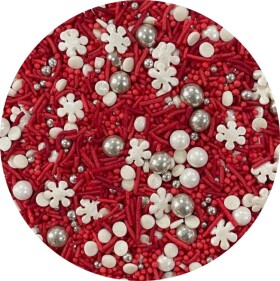 Dortisimo 4Cake Cukrové zdobení bílé, stříbrné a červené Red Velor (80 g)