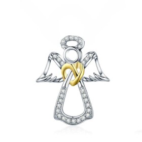 LUNICA Stříbrný přívěsek ANDĚL & ZLATÉ SRDCE 1021