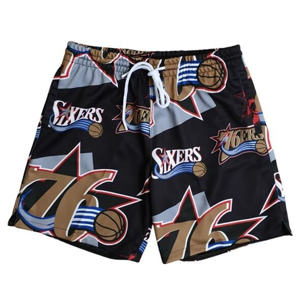 Mitchell & Ness Pánské kraťasy Philadelphia 76ers NBA Sublimated Shorts - Černá Velikost: 2XL
