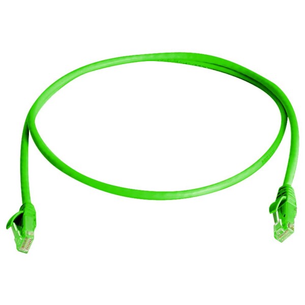 Telegärtner 100009091 RJ45 síťové kabely, propojovací kabely CAT 5e 10.0 m zelená samozhášecí, S průchodkou chránící proti zlomení 1 ks