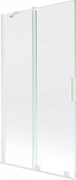 MEXEN/S - Velar Dvoukřídlá posuvná vanová zástěna 100 x 150 cm, transparent, bílá 896-100-000-01-20