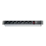 XtendLan 19" rozvodný panel 7x230V černá / ČSN / vypínač / přepěťová a proudová ochrana / 1,5U / kabel 1,8 m (ZASUVKA7F-19)