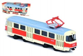 Tramvaj Tatra T3 česká kovová 16cm retro na zpětný chod v krabičce 20x8x6cm CZ design