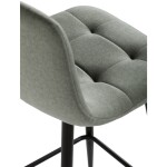 Židle barová, zelená látka, čtyřnohá kovová podnož, černý mat