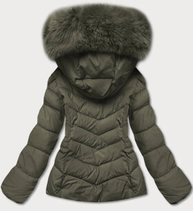 Krátká dámská zimní bunda v khaki barvě (TY043-29) odstíny zelené XL (42)