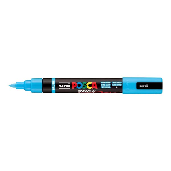 Uni Posca PC-5BR světle modrý 8, štětcový hrot 1-4 mm