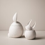 DBKD Velikonoční dóza Eating Rabbit White Dot - large, bílá barva, keramika