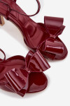 Lakované sandály na podpatku s mašlí Bordó Noliva 39