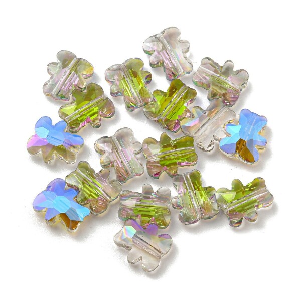 Skleněné korálky - broušený medvídek - různé varianty - 9,5x 8,5 x 3,5 mm - 1 ks Barva: Zelená