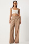 Happiness İstanbul Women's Biscuit Loose Cut Linen Trousers