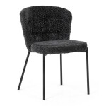 Židle jídelní, šedá látka, černé kovové nohy.